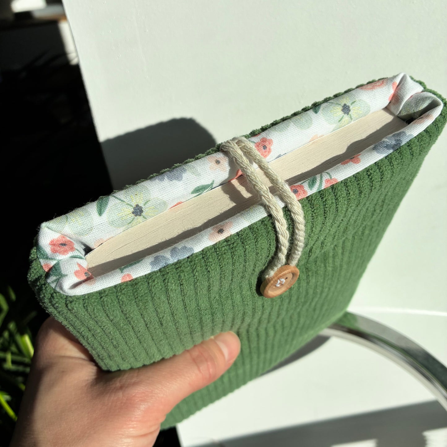 Matcha green corduroy book cover - customizable