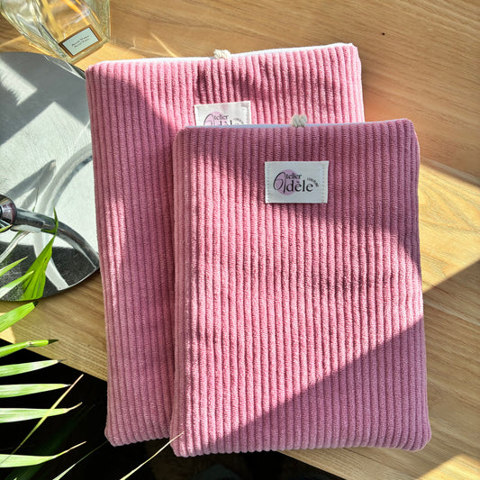Pale pink corduroy book cover - customizable