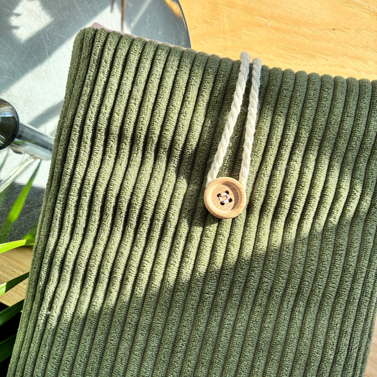 Khaki corduroy book cover - customizable