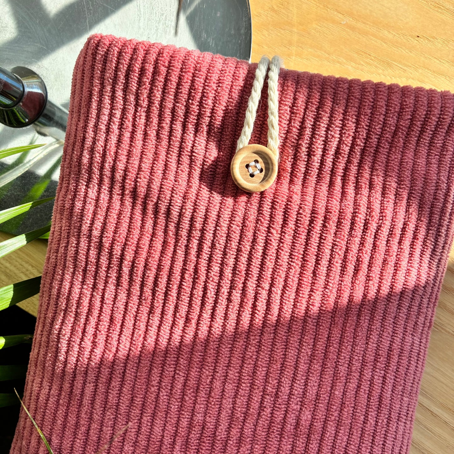 Dusty rose corduroy book cover - customizable
