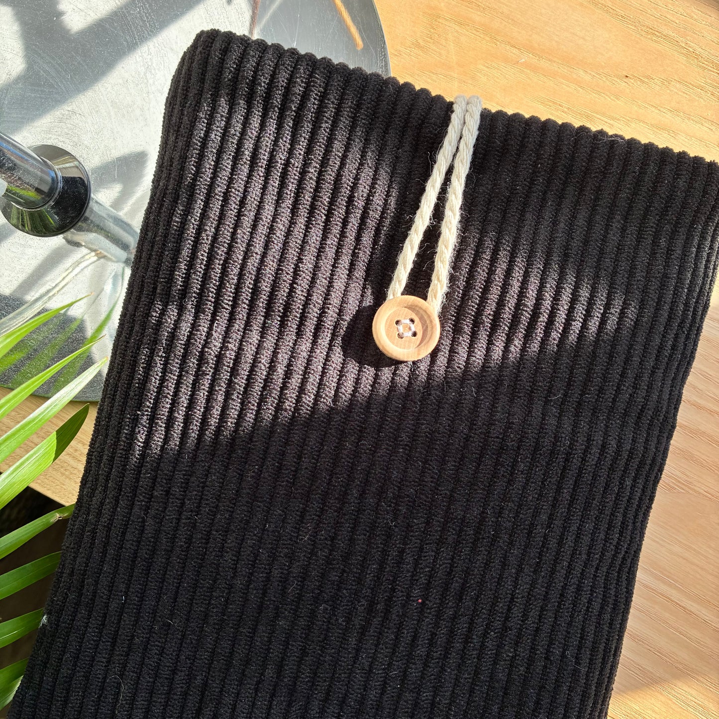 Black corduroy book cover - customizable