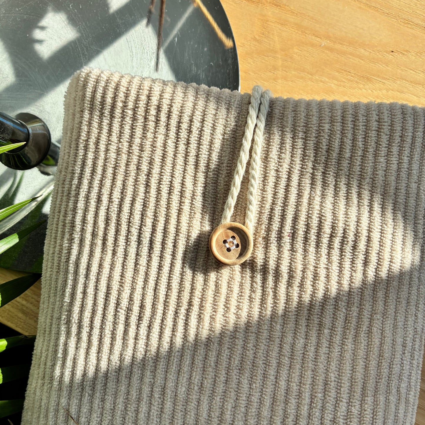 Ecru corduroy book cover - customizable