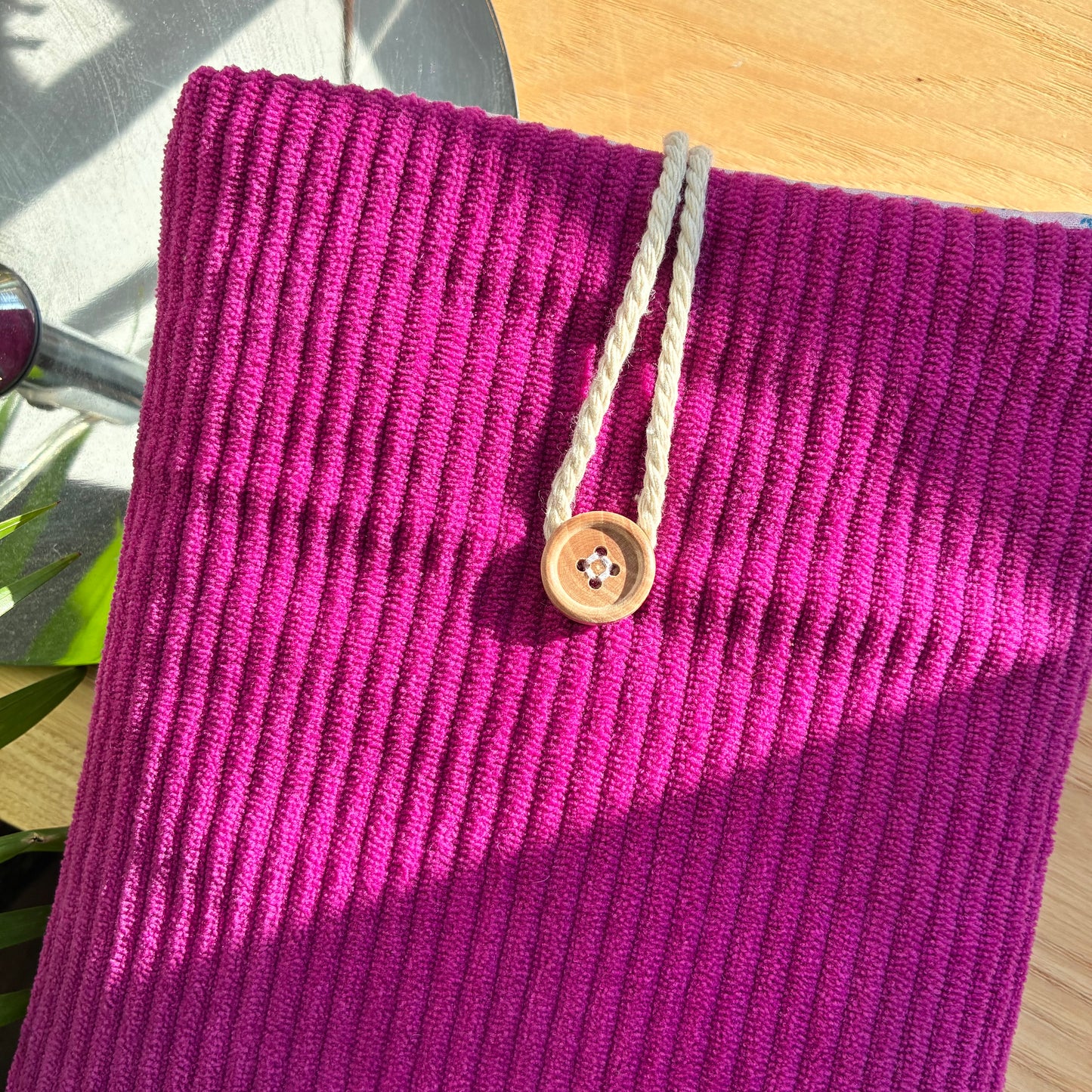 Fuchsia corduroy book cover - customizable
