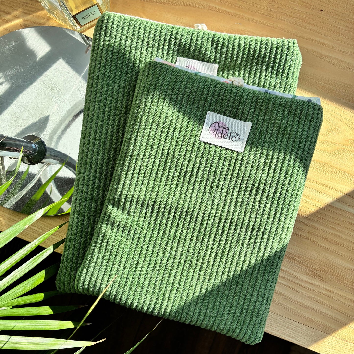 Matcha green corduroy book cover - customizable