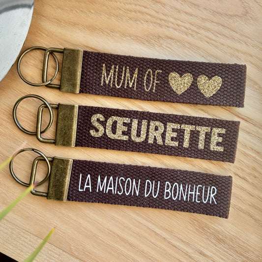 Porte-clés marron personnalisable