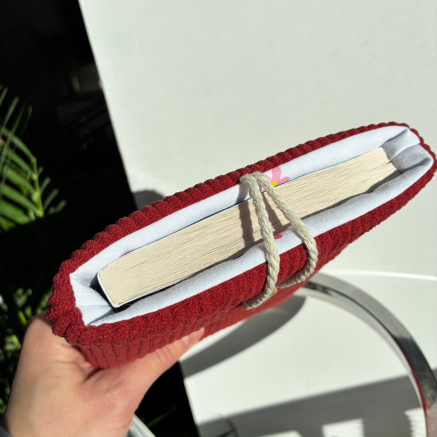 Red corduroy book cover - customizable