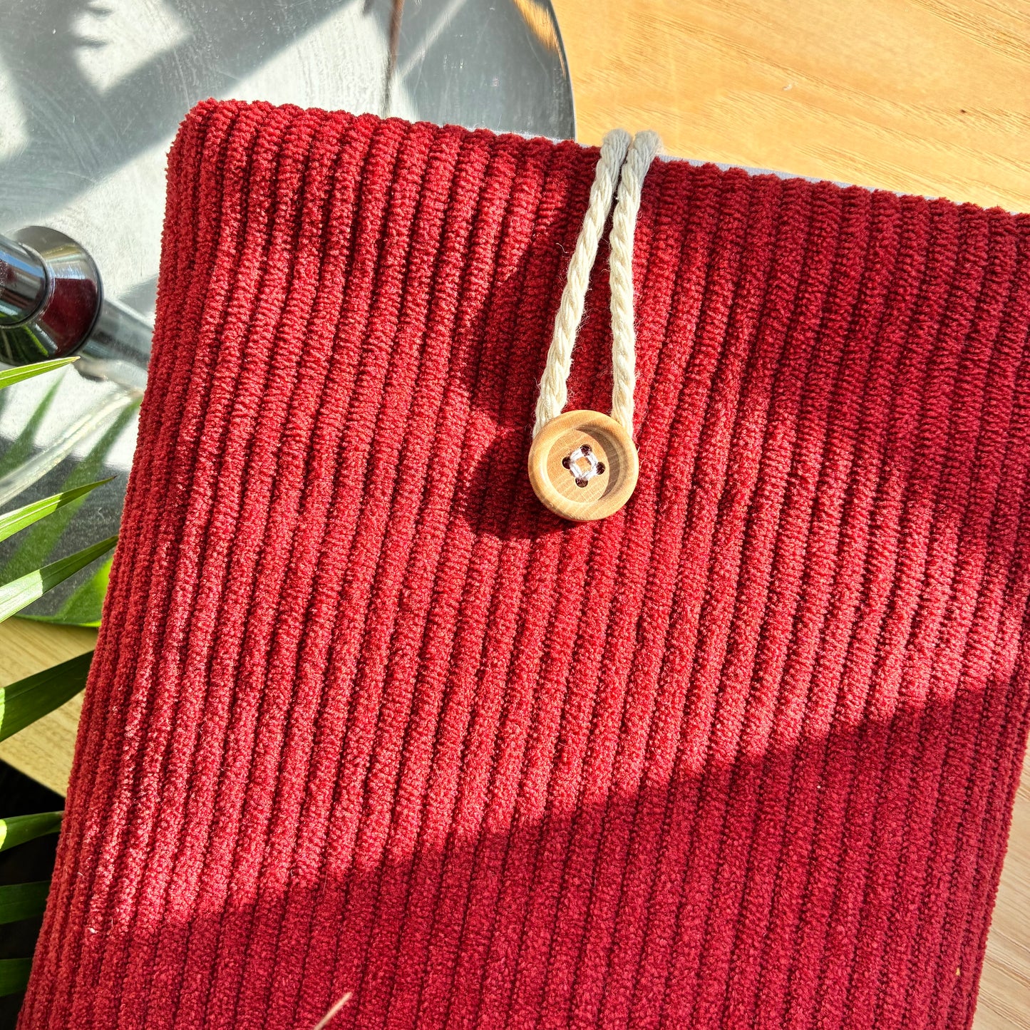 Red corduroy book cover - customizable