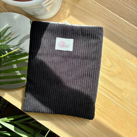 Black corduroy book cover - customizable