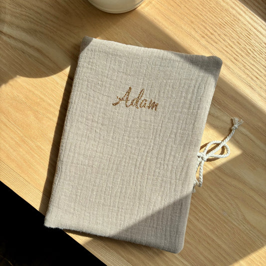 Black corduroy book cover - customizable