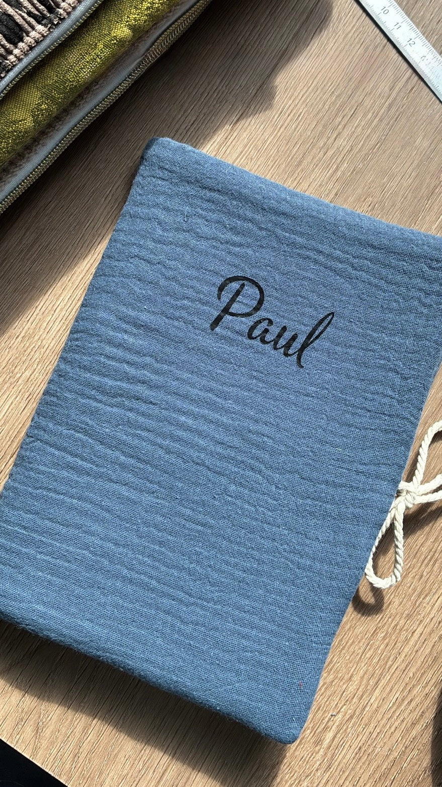 Black corduroy book cover - customizable